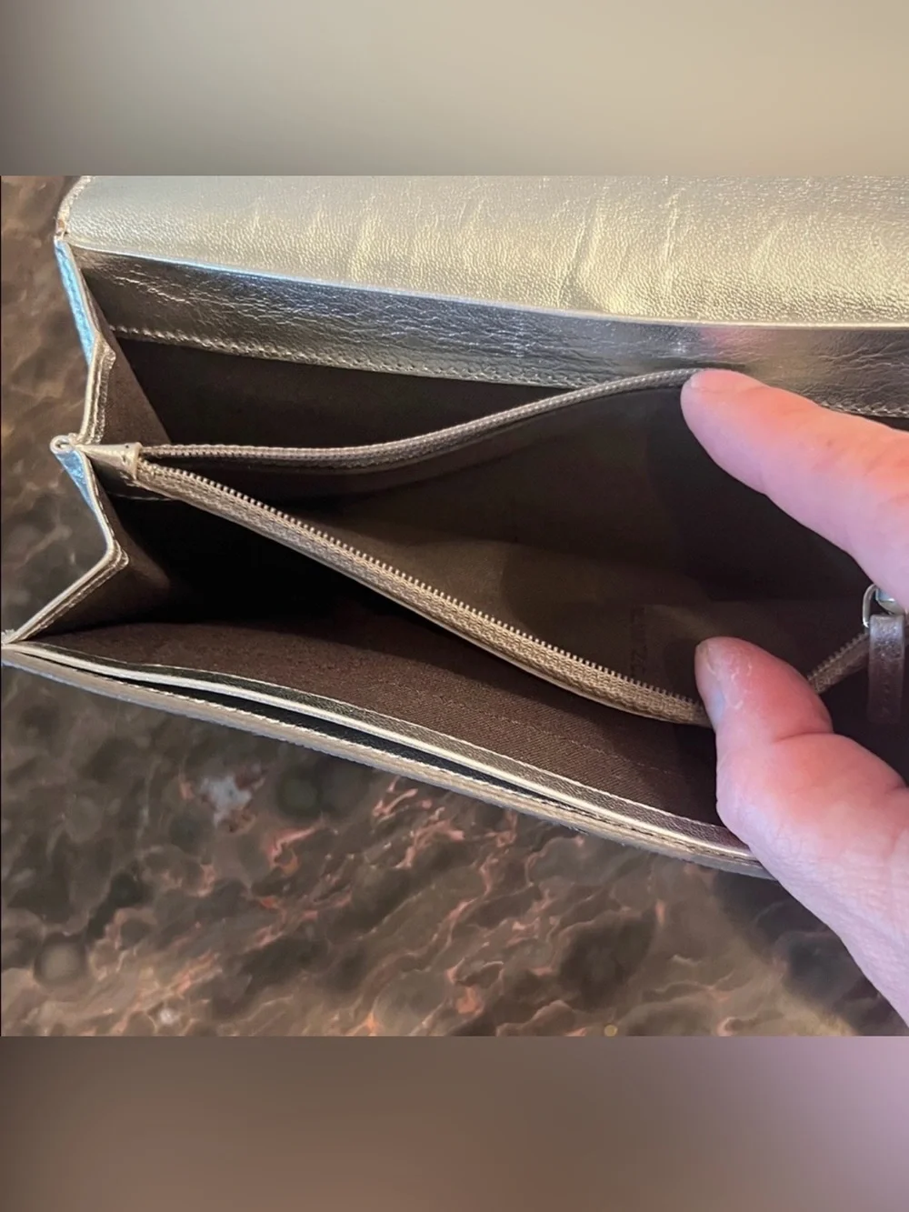 Fendi Silver Metallic Logo Wallet